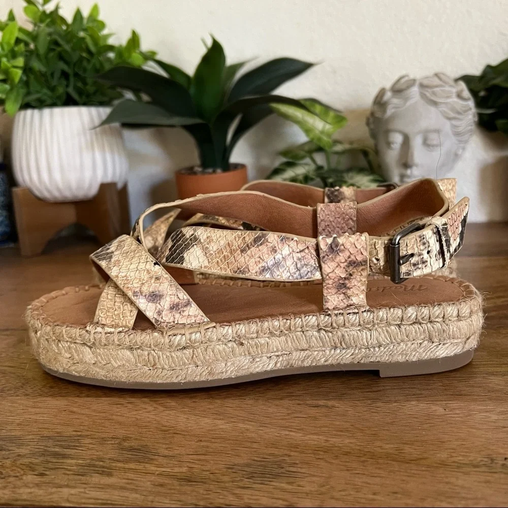 Madewell Malia Snakeskin Espadrille Sandals Size 6